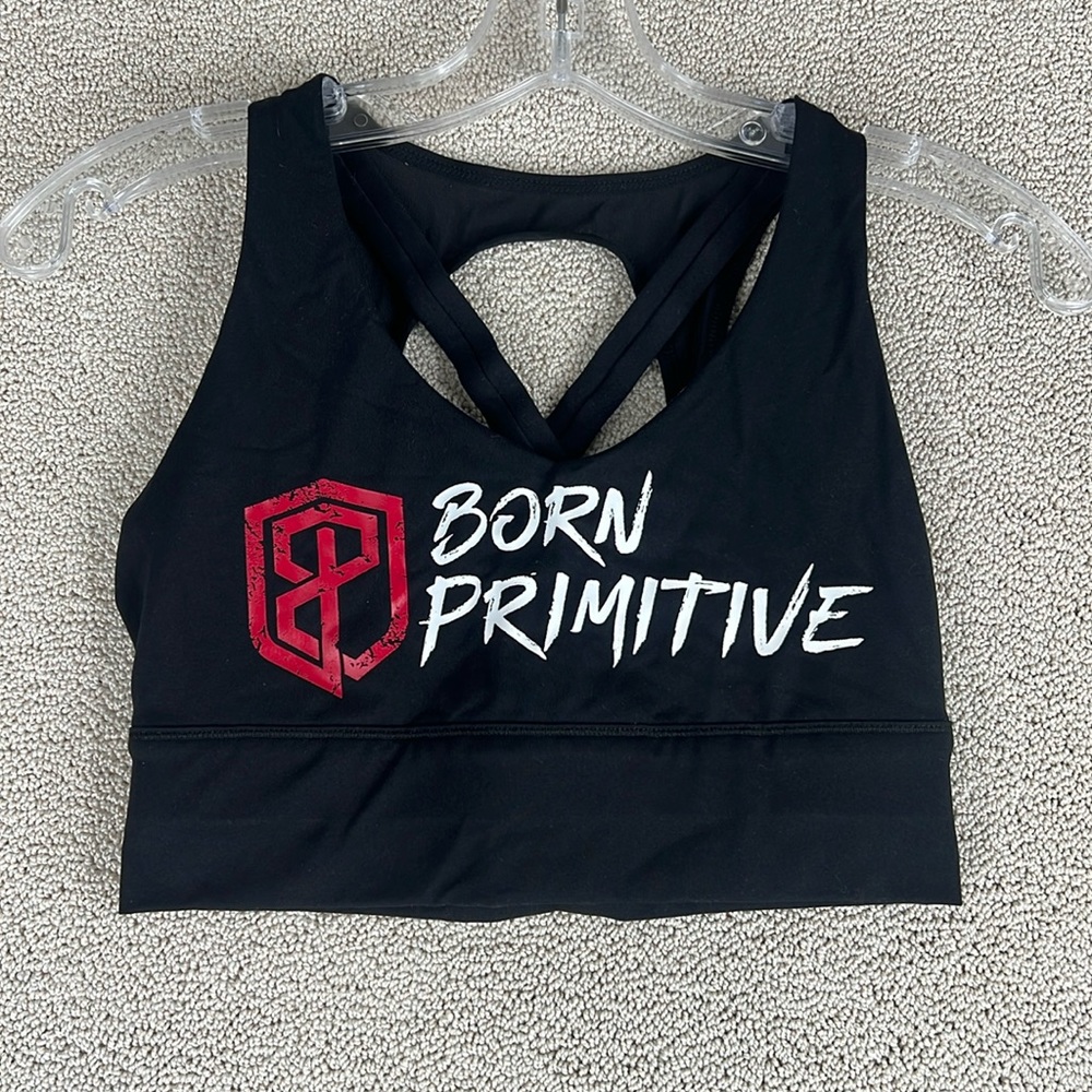 Born Primitive X-Factor Sports Bra Brand Strength Black Womens Size S Mesh Back